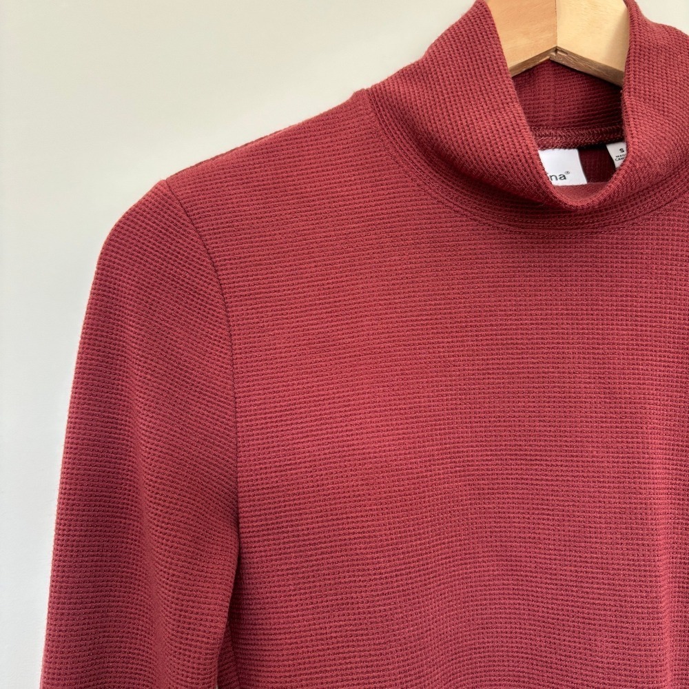 Aritzia TNA Women's Small Long Sleeve Tee Mock Neck Ribbed Loungewear Base Layer - Picture 2 of 10